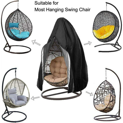 Patio Egg Chair Cover,75 x 45 in Patio Hanging Swing Chair Cover,Large Egg Swing Chair Cover Waterproof /Windproof Heavy Duty Weather Resisatnt Outdoor Furniture Cover with Zipper Drawstring,Black