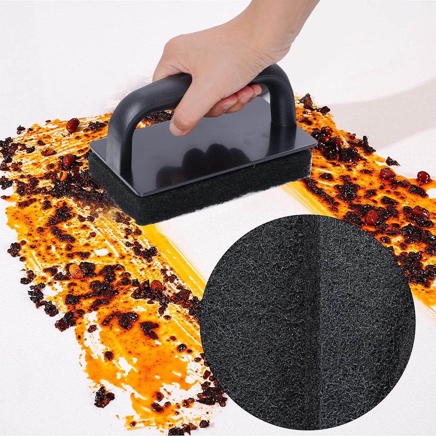 7pcs Griddle Cleaning Kit for Blackstone Cleaning Kit, Flat Top Grill Cleaner, Grill Cleaner Kit with Griddle Scraper,Cleaning Handle and Griddle Brush,Black