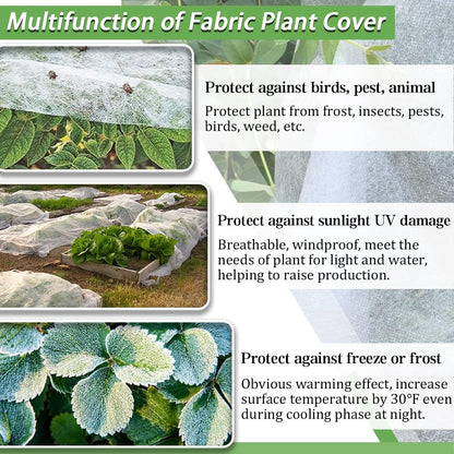 Plant Covers Freeze Protection,10Ft x 50Ft Frost Cloth for winter plant Covers Blanket Plant Cover