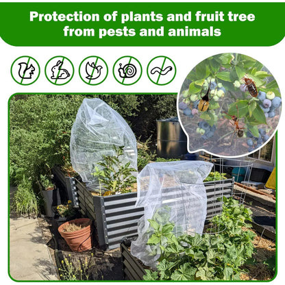 2 PCS Bird Netting, 3.28 x 5 ft Large Fruits Tree Netting,Garden Netting Plant Cover with Drawstring Transparent Bird Plant Barrier Flower Fruits Mesh Screen for Preventing Deer Squirrel