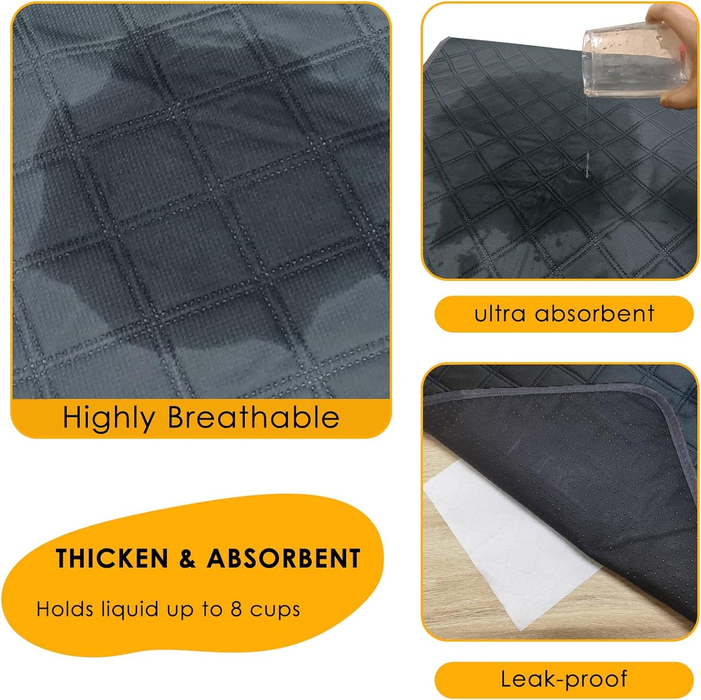 Guinea Pig Cage Liner,Dinosam Washable Guinea Pig Bedding,24" x 18" Hamster Bedding,Reusable & Anti Slip Mat,Fast and Super Absorbent Liners Pad for Small Animals Rabbit Hamster Rat,1 PCS