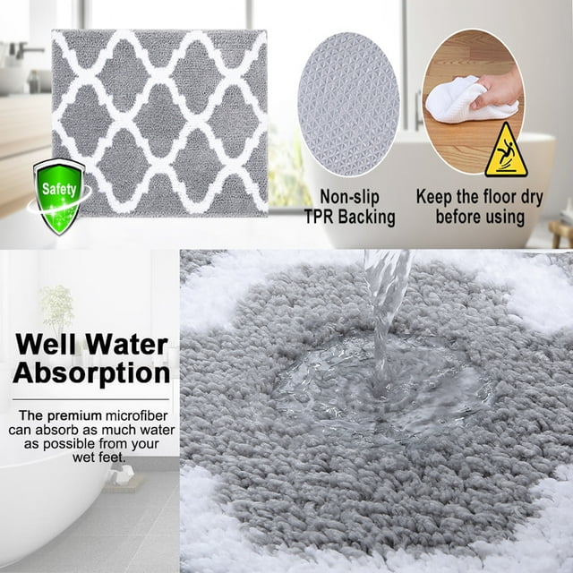 Bathroom Rug, Soft Absorbent Bathroom Mat and Bath Mat, Premium Microfiber Shag Bath Rug Machine Washable