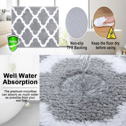 Bathroom Rug, Soft Absorbent Bathroom Mat and Bath Mat, Premium Microfiber Shag Bath Rug Machine Washable