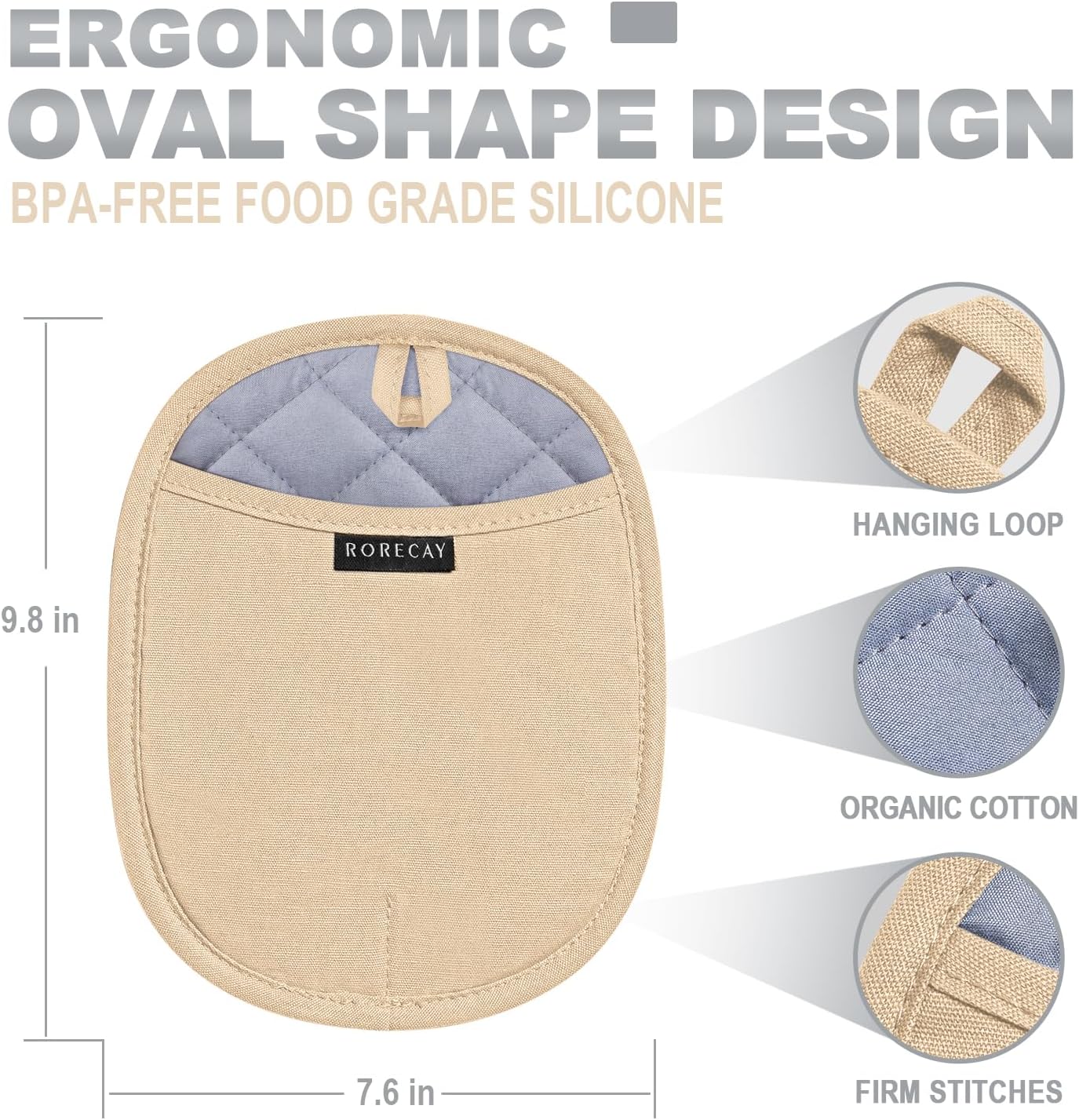 Silicone Pot Holders Sets: Heat Resistant Oven Hot Pads with Pockets Non Slip Grip Large Potholders for Kitchen Baking Cooking | Quilted Liner | 9.8 x 7.6 Inches (2, Milkshake)