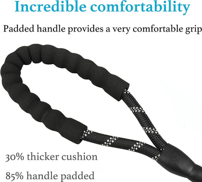 Double Dog Leash for 2 Dogs, Dual Dog Training Leash, Dinosam 360 Swivel No Tangle Walking Two Dog Leash for Dog Training, Shock Absorbing Bungee Double Leash for 2 Dogs, Black (25-150 lbs)