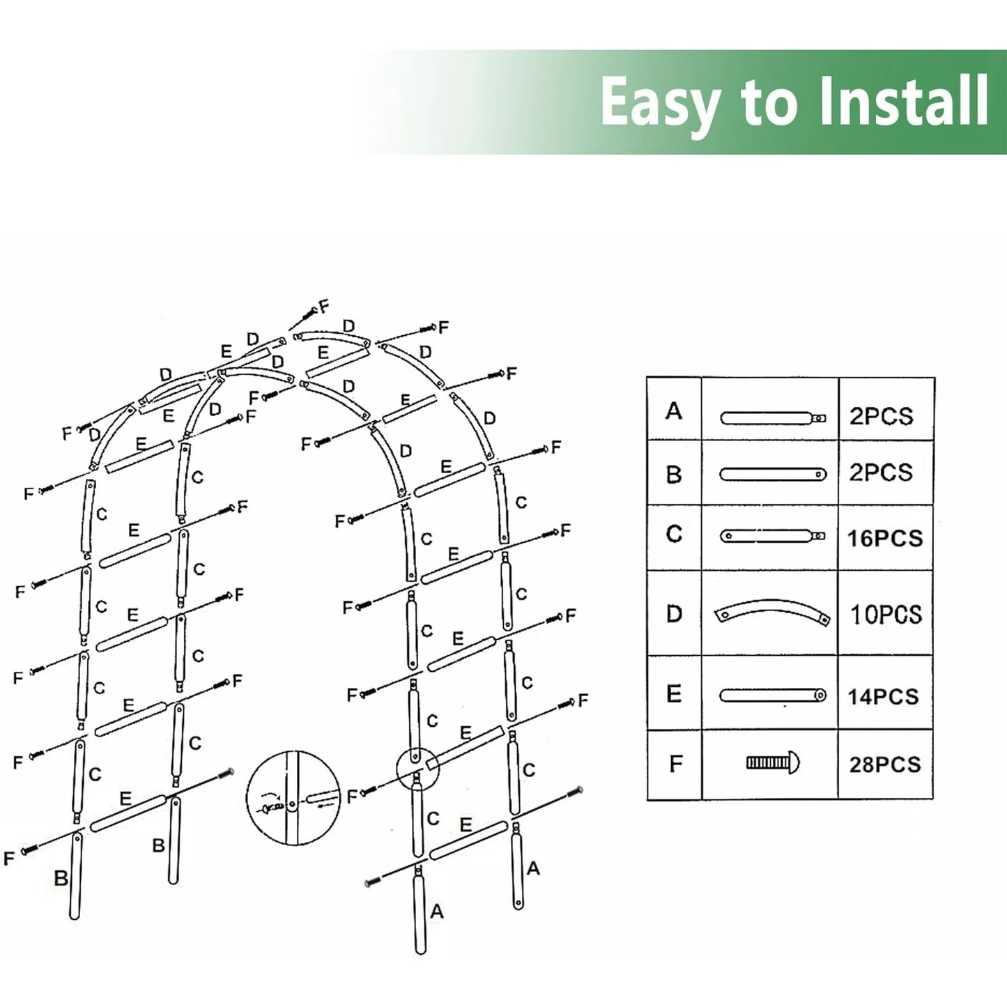 Wedding Arch Garden Arch 7.87 x 4.59 x 1.25FT Christmas Arch Backdrop Stand for Ceremony Metal Garden Trellis for Various Climbing Plant Garden Decor,Assemble Freely 2 Sizes,Black
