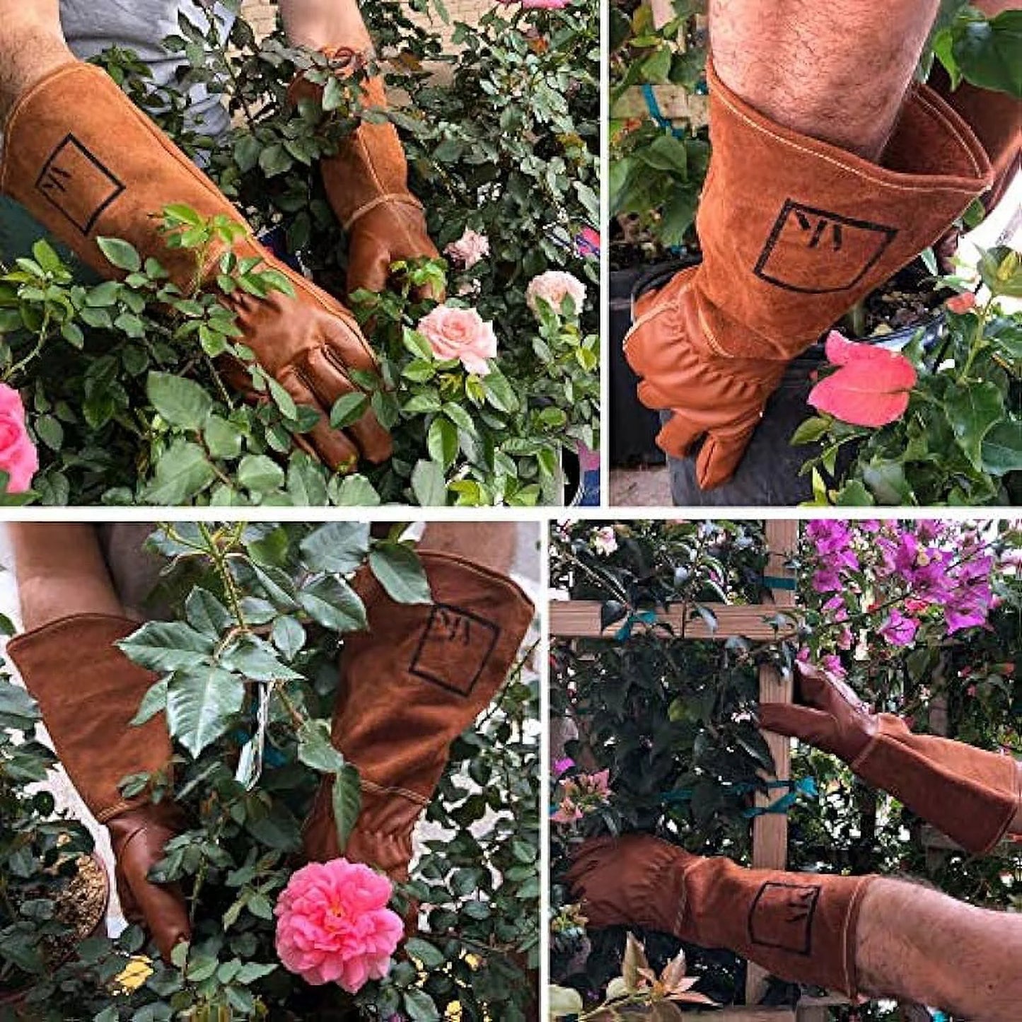 Women Garden Gloves Outdoor Garden Gloves for Women Large Long Forearm Gardening Gloves Rose Gardening Gloves for Gardening, Trimming, Yard, Brown