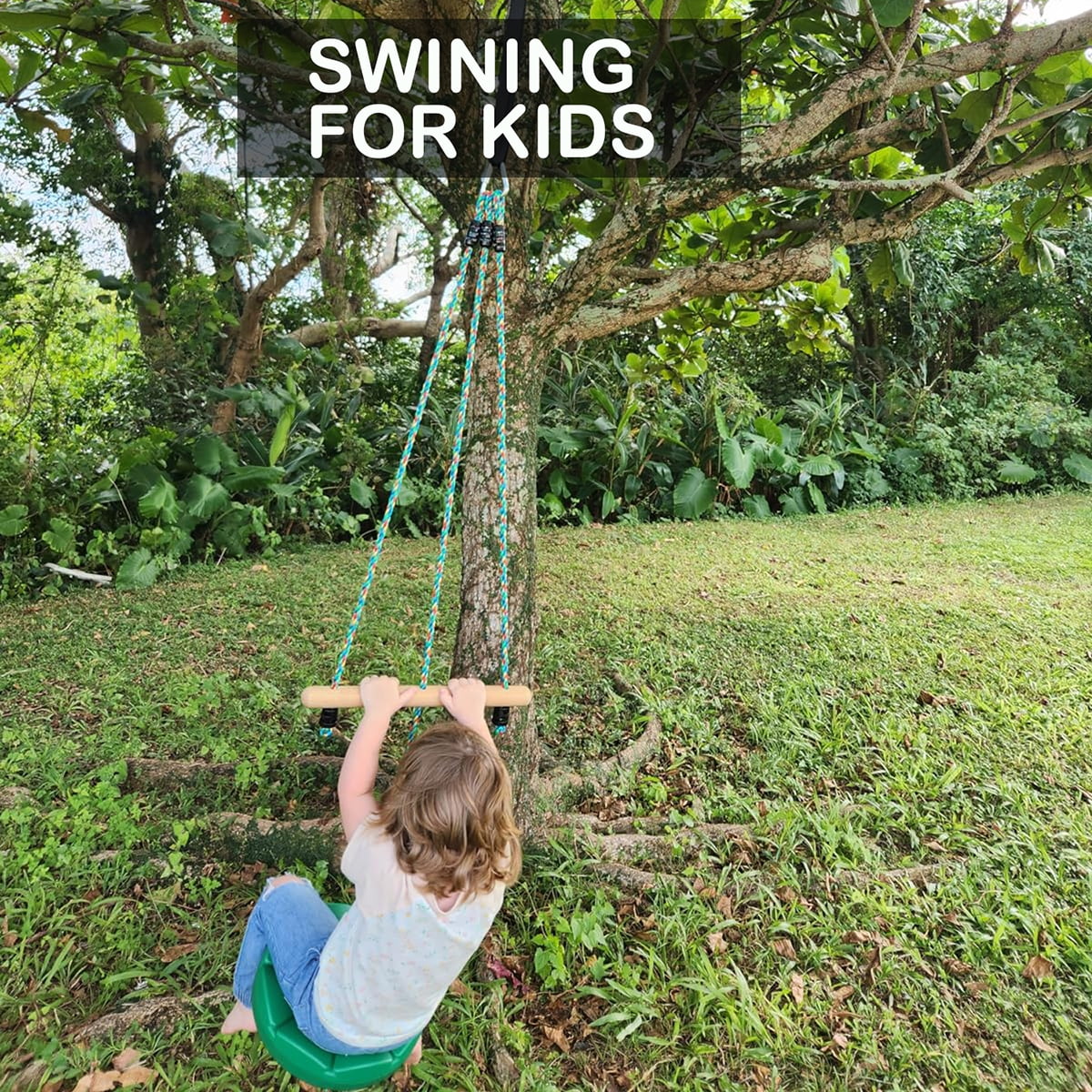 Tree Swing for Kids Swing,Climbing Rope Swing Seat with Swing board and Kids Hanging Bar,Disc Rope Swing Outdoor Garden Swing Set Accessory Children's 3 Years+