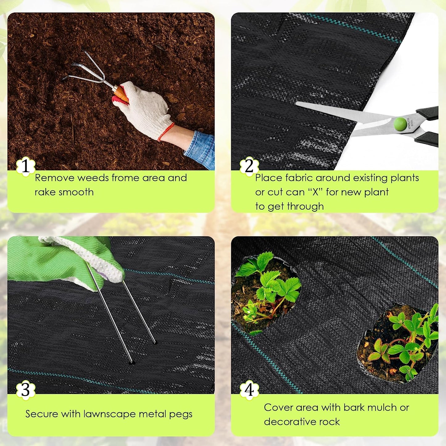 Weed Barrier Landscape Fabric Heavy Duty, Weed Block Gardening Ground Cover Mat, Weed Control Garden Cloth, Woven Geotextile Fabric for Underlayment, Commercial Driveway Fabric, 3.3ft H x 32.8ft L