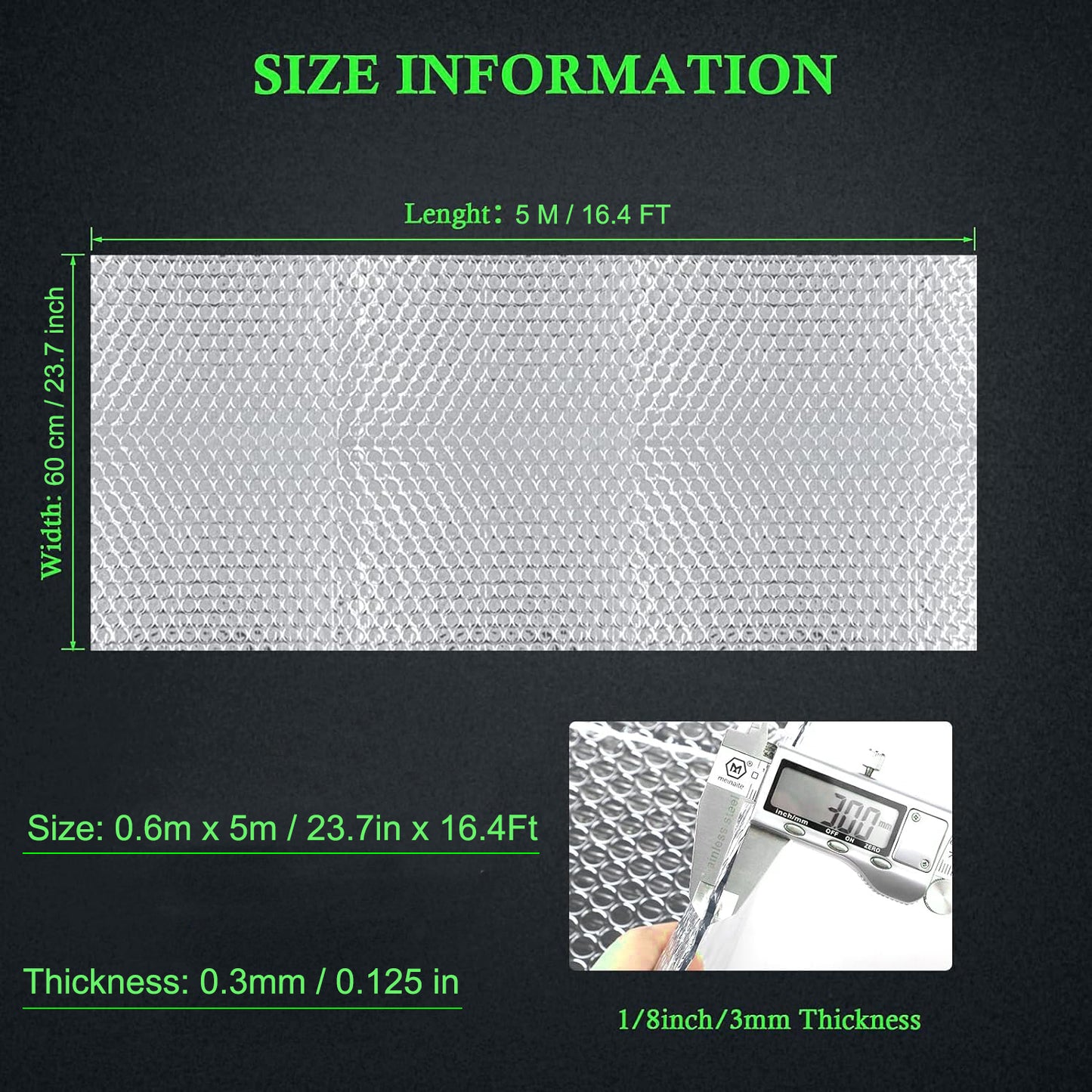 Double Reflective Insulation Roll 23.7 in X 16.4 FT RV Window Insulation for Summer Bubble Reflective Foil Insulation Aluminum Foil Thermal Insulation Foam for Windows, Roof, RV, Car