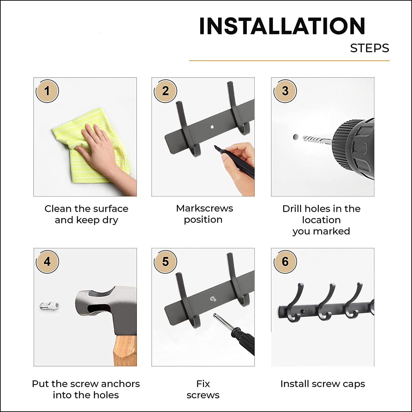 Coat Rack Wall Mounted Heavy Duty Wall Hooks for Wall Hanger with 12 Hooks for Hanging,Dinosam Coat Hanger Hat Rack Coat Hooks Rack for Wall Coat Hanger Wall Mount