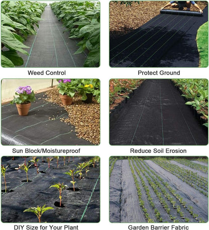 Weed Barrier Landscape Fabric Heavy Duty, Weed Block Gardening Ground Cover Mat, Weed Control Garden Cloth, Woven Geotextile Fabric for Underlayment, Commercial Driveway Fabric, 3.3ft H x 32.8ft L