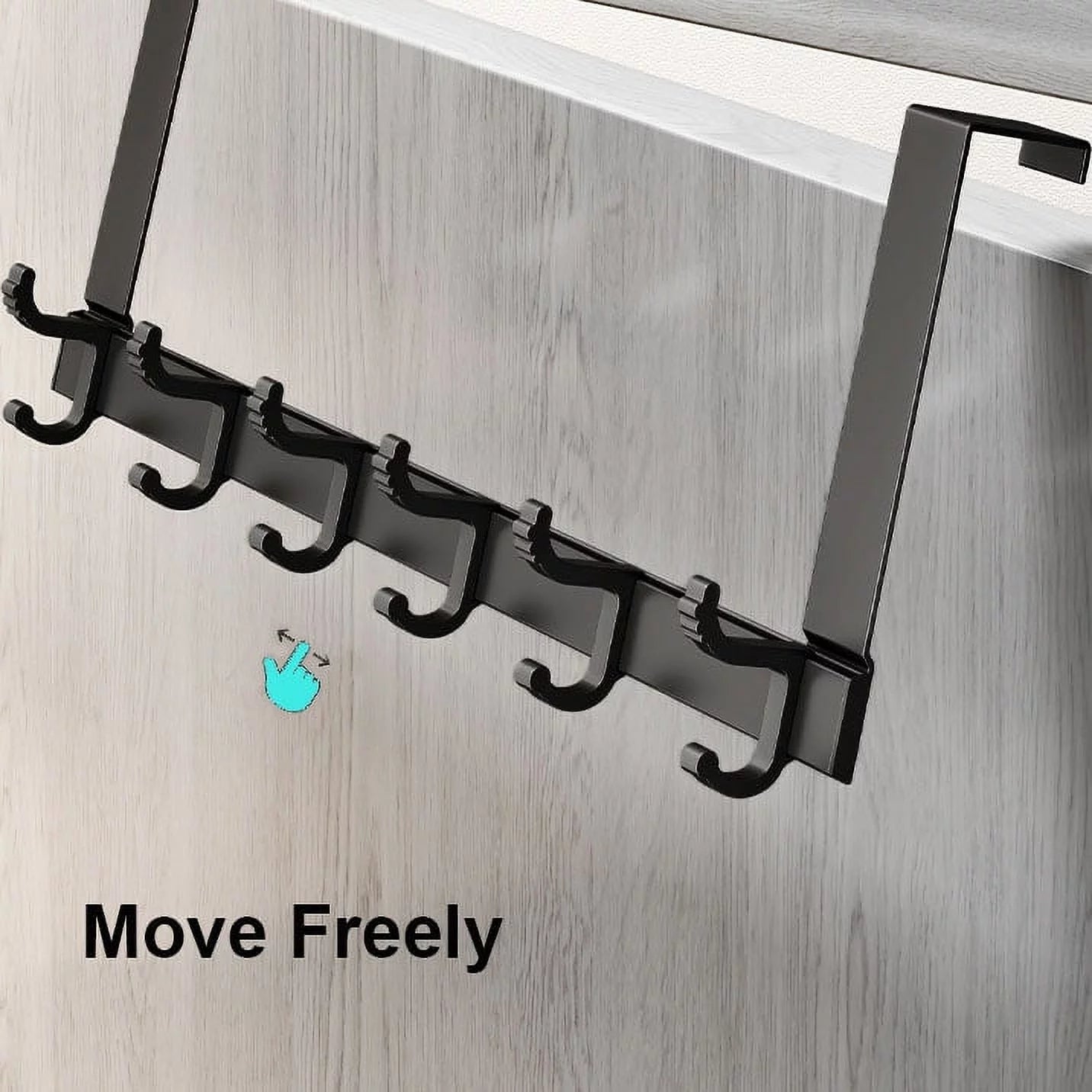 Over The Door Hooks for Hanging,Heavy Duty Hanger Holder for Hanging with 5 Dual Hooks,Over The Door Hanger Hook, Black Over the Door Towel Rack Fits 1-3/4" Thick Door
