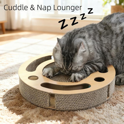 Cat Scratching Board with Balls,Cat Scratchers for Indoor Cats,Round Cat Scratch Pad Interactive Toy, Cat Ball Track Cardboard Cat Scratcher for Cats Exercise Play