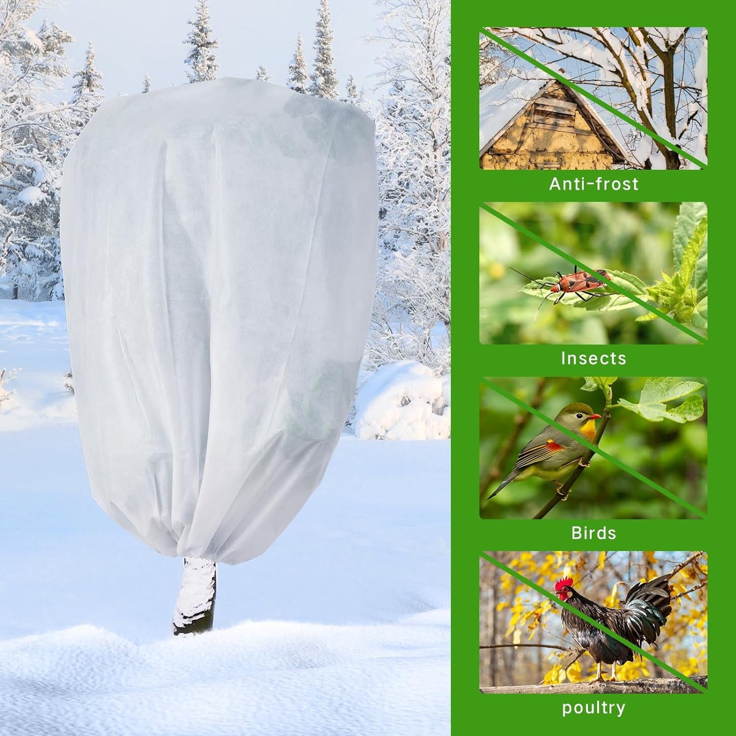 2PCS Plant Covers Freeze Protection Frost Blankets for Outdoor Plants,40"x32" 2.2 oz Plant Covers for Winter Plant Covers Freeze Protection,Frost Cloths for Outdoor Plants with Jacket Drawstring
