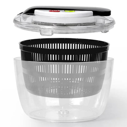 Salad Spinner Handle Vegetable Dryer,Domaci 3qt Fruit Veggie Bowl Lockable Colander Basket and Lid with Drawcord Switch