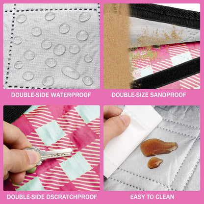 Picnic Blanket Extra Large Beach Blanket Waterproof Sandproof Beach Mat (80"x80"),0.34in Thickening Outdoor Blanket,Foldable Washable Camping Blanket,Wear-Resistant,Soft & Comfortable,Pink & White