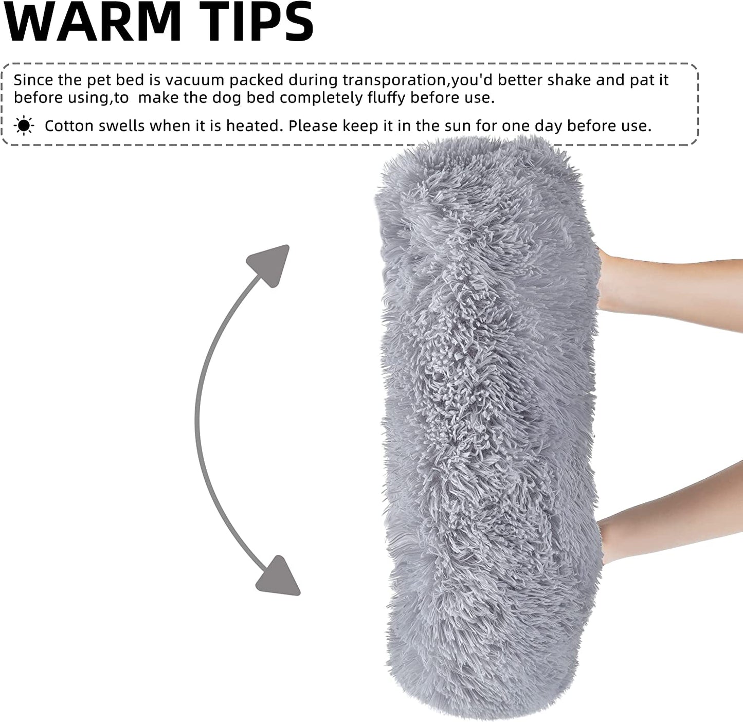 Pet Bed Cat Bed for Indoor Cats Dogs Bed,Dinosam Soft Long Plush Cushion Washable Dog Bed for Small Dogs,Self-Warming Square Cat Bed Anti-Slip Bottom Cushion (22 x 18 x 8 inch, Gray)