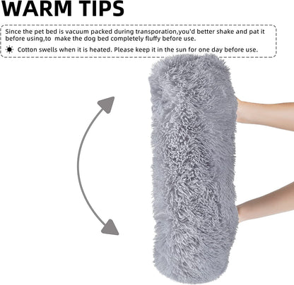 Pet Bed Cat Bed for Indoor Cats Dogs Bed,Dinosam Soft Long Plush Cushion Washable Dog Bed for Small Dogs,Self-Warming Square Cat Bed Anti-Slip Bottom Cushion (22 x 18 x 8 inch, Gray)