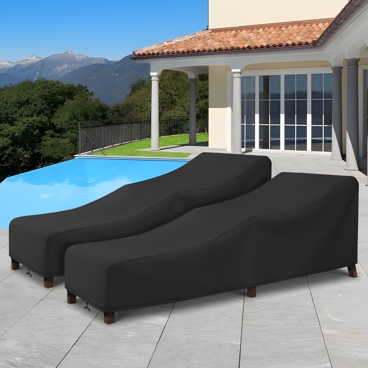 Chaise Lounge Cover Patio Outdoor Furniture Covers Waterproof Outdoor Chair Covers 2 Pack 83W x 30D x 31.5H inch Black