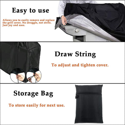 BBQ Grill Cover, 48 inch Grill Covers Heavy Duty Waterproof BBQ Cover with Storage Bag for Grills up to 48 inch Width, Rip-Proof, Durable and Convenient, 48“x 24”x 40", Black