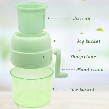 Snow Cone Machine Manual Shaved Ice Maker, Portable Ice Shaver Hand Crank Slushie Machine for home,Domaci Snow Cone Maker for Outdoor Picnics, Green