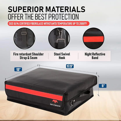 Fireproof Document Box,Fireproof Document Bag with Lock,3-Layer Important Document Organizer,Fire Proof/Waterproof Safe Bag for Money,Paperwork and Laptop,Travel Home Document Organizer,Black