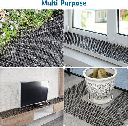 Cat Scat Mat 7.9 X 6 Inches (Set of 12) - Keep Cats Out of Yard Permanently - Scat Mat for Cats- Spike Mat with 8 U-shaped Nail