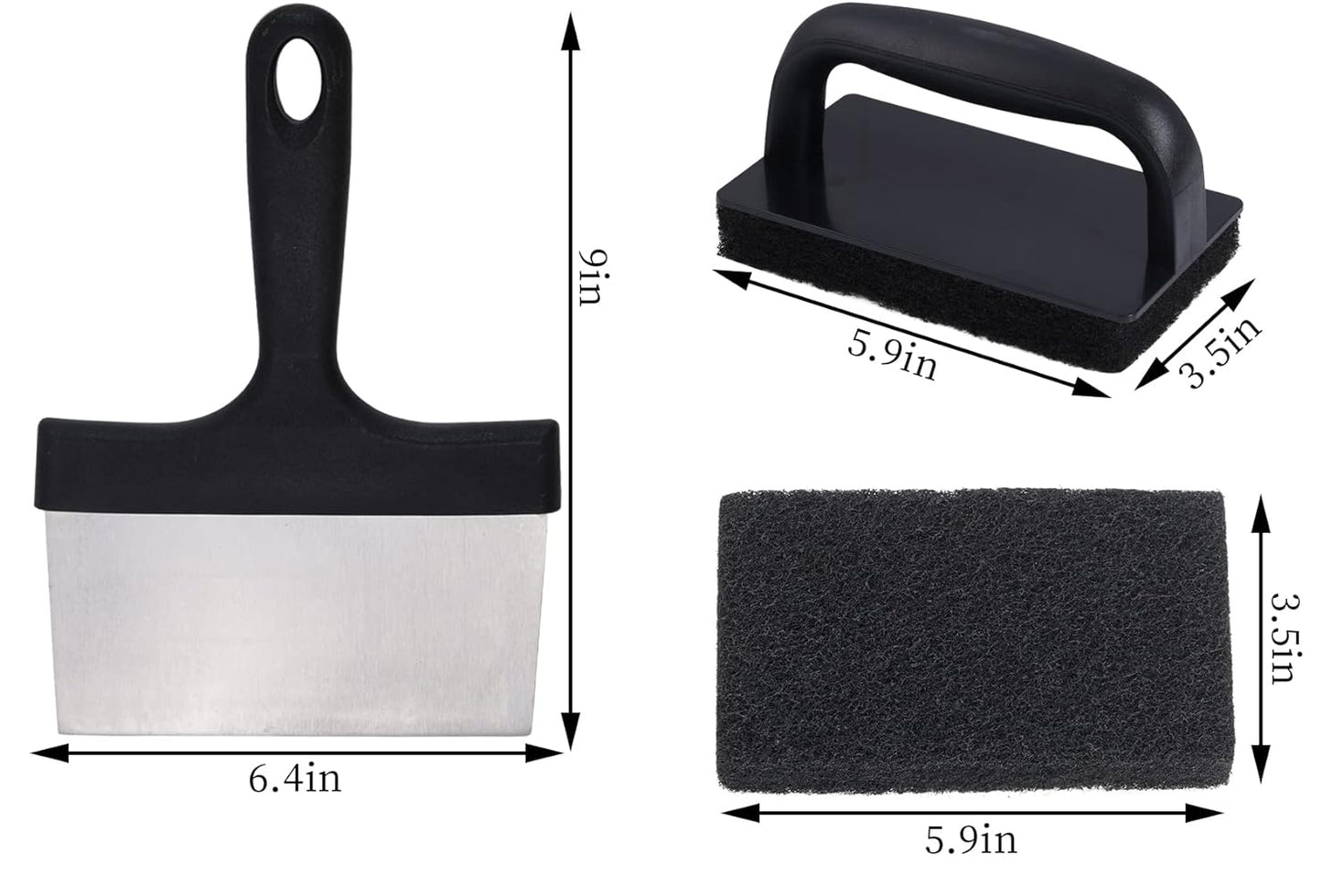 7pcs Griddle Cleaning Kit for Blackstone Cleaning Kit, Flat Top Grill Cleaner, Grill Cleaner Kit with Griddle Scraper,Cleaning Handle and Griddle Brush,Black
