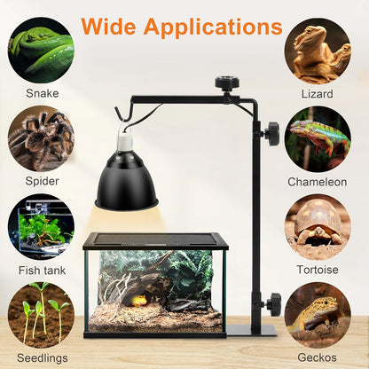 Reptile Domes Stand, Adjustable 17-37 Inch Heat Lamp Stand Fixture for Terrarium , Metal Basking Lamp Holder, Suitable for All Reptile Domes Lamp, L Size