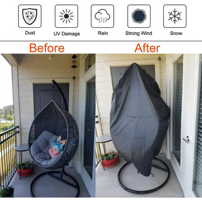 Patio Egg Chair Cover,75 x 45 in Patio Hanging Swing Chair Cover,Large Egg Swing Chair Cover Waterproof /Windproof Heavy Duty Weather Resisatnt Outdoor Furniture Cover with Zipper Drawstring,Black