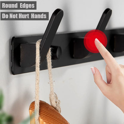 Coat Rack Wall Mount with 6 Wall Hooks, Black Coat Hangers for Wall, Dinosam Wall Mounted Modern Aluminum Coat Hooks Hat Hooks Suitable for Living Room Entrance, Bedroom, Kitchen, Bathroom
