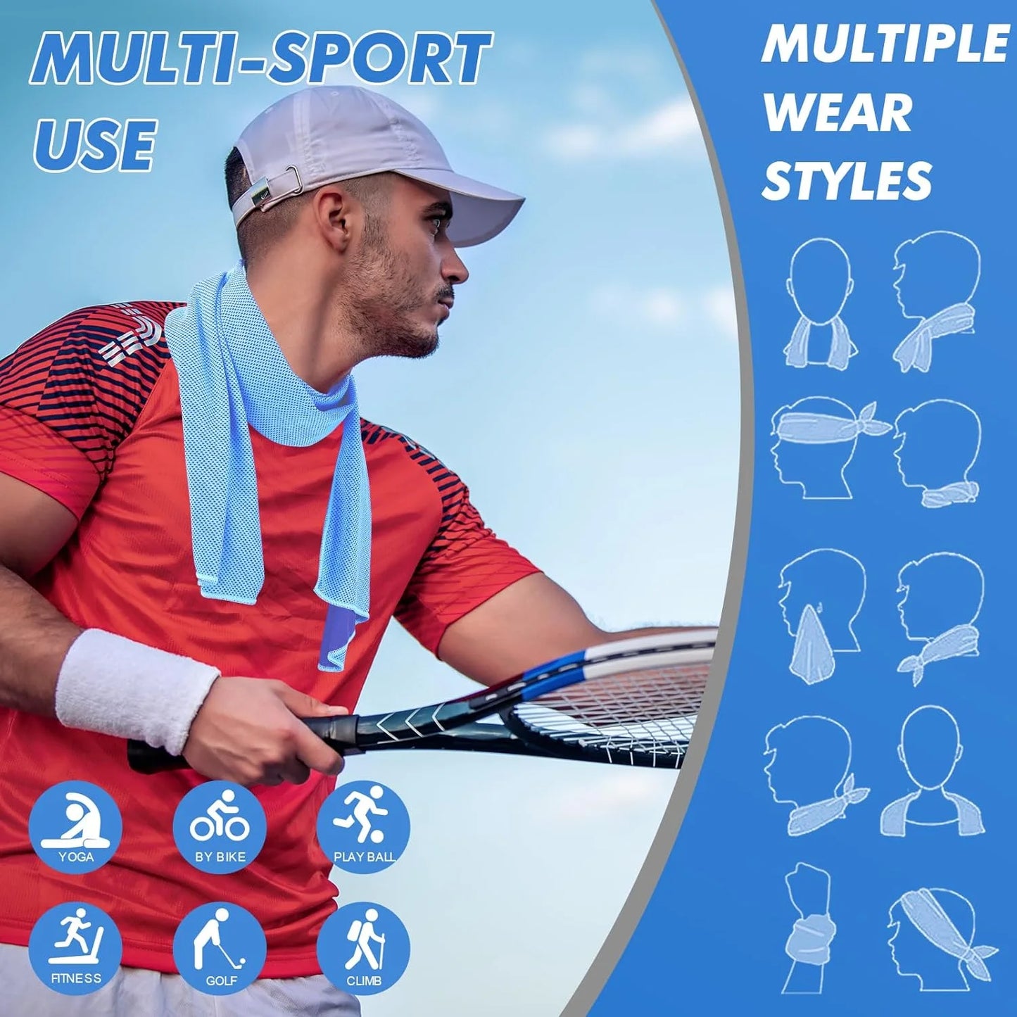 4 Pcs Cooling Towels 40"x12" Cool Sweat Towels,Cooling Towels for Neck and Face,Workout Towels