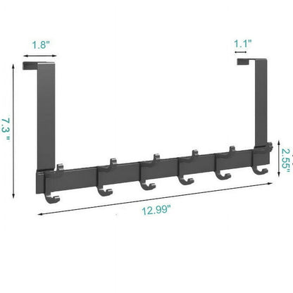 Over The Door Hooks for Hanging,Heavy Duty Hanger Holder for Hanging with 5 Dual Hooks,Over The Door Hanger Hook, Black Over the Door Towel Rack Fits 1-3/4" Thick Door