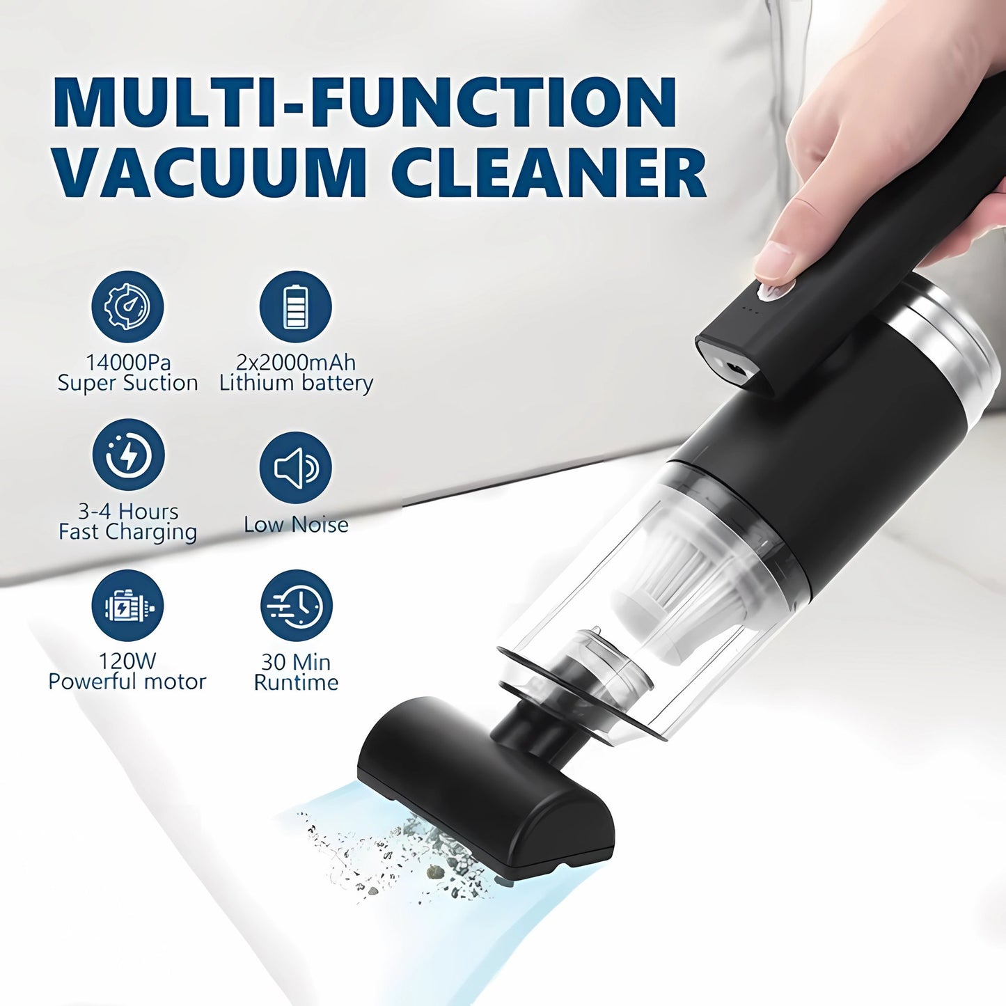 Handheld Vacuum Cordless,Domaci 14000Pa Car Vacuum Cleaner,Foldable Car Facuum Fortable Cordless 120W High Power Wet/Dry Vacuum