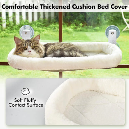 Cat Window Perch, Window Cat Hammock with Wood Frame for Large Cats, Dinosam Adjustable Cat Window Bed Cat Window Seat Cat Shelves for Indoor Cats for Windowsill, Bedside, Drawer and Cabinet