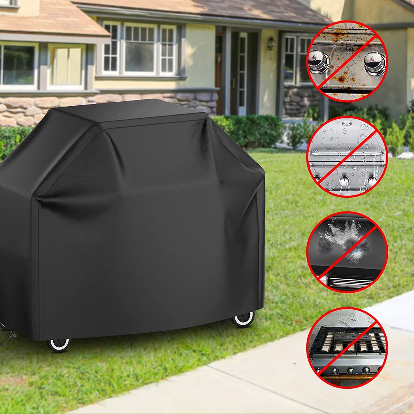 Grill Cover for Outdoor Grill, 68 inch BBQ Grill Cover Barbecue Cover, Heavy Duty Waterproof BBQ Cover Rip-Proof, Durable and Convenient, Windproof Dustproof Anti-UV Gas Grill Cover (68“x 24”x46“ )