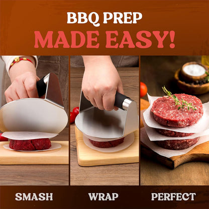 Burger Press for Griddle, Stainless Steel Burger Smasher, Grill Press for Flat Top Grill Cooking, 5.6 Inch Hamburger Smasher with Bottle Opener, Square Smashed Burger Press