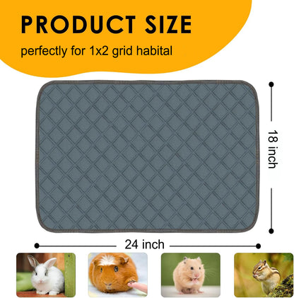 Guinea Pig Cage Liner,Dinosam Washable Guinea Pig Bedding,24" x 18" Hamster Bedding,Reusable & Anti Slip Mat,Fast and Super Absorbent Liners Pad for Small Animals Rabbit Hamster Rat,1 PCS