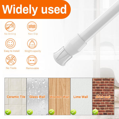 6 Pcs Spring Tension Curtain Rod, 28"-48" Adjustable Curtain Rods No Drilling Tension Rods for Windows 28 to 48 inch Bathroom Wardrobe Closet, White