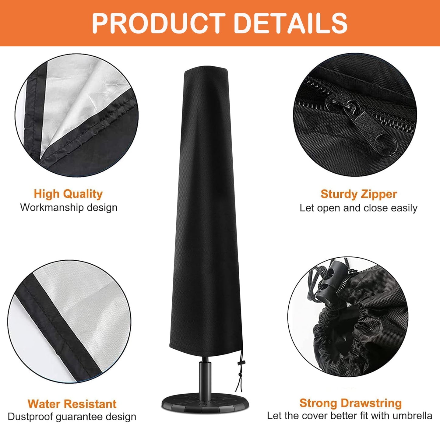 Patio Umbrella Cover Outdoor Umbrellas Cover with Zipper for 9ft to 12ft Offset Umbrella,with Protective Umbrella Cover Bag,75"x20"x12"