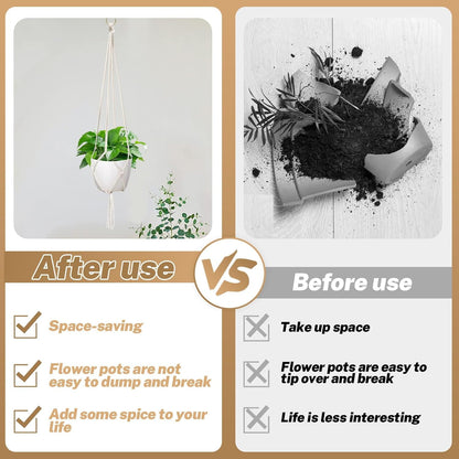 4pcs Macrame Plant Hangers, Hanging Planters for Indoor Plants Hanger,Hanging Planter Basket Decorative Flower Pot Holders for Succulents Cacti Herbs, Boho Home Decor