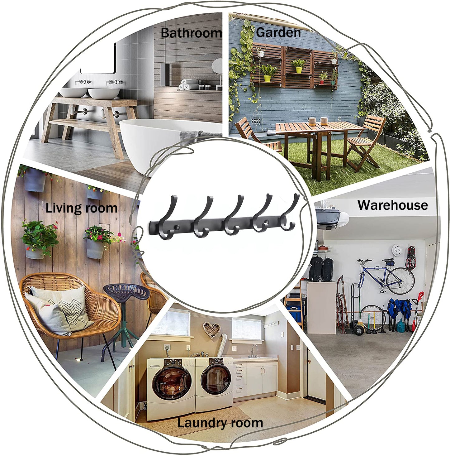 Coat Rack Wall Mounted with 10 Hooks, Dinosam Coat Hooks for Hanging Coats,Heavy Duty Metal Hook Rack Rail Coat Hanger Wall Mount for Purse Clothes Jacket Backpack Entryway