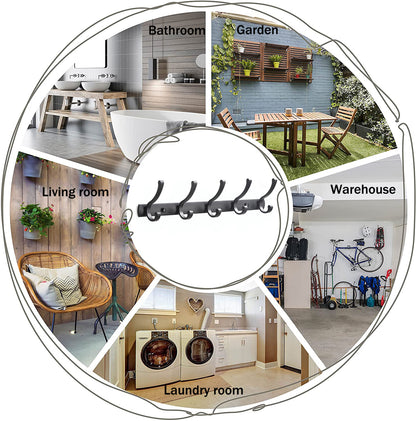 Coat Rack Wall Mounted with 10 Hooks, Dinosam Coat Hooks for Hanging Coats,Heavy Duty Metal Hook Rack Rail Coat Hanger Wall Mount for Purse Clothes Jacket Backpack Entryway