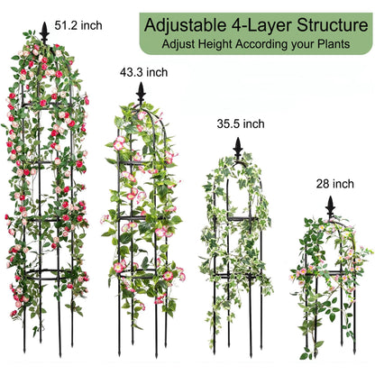 Garden Trellis for Climbing Plants Outdoor,51.2 in Plant Trellis for Potted Plant Support, Garden Tower Trellis for Potted Plants Flowers Vegetable Vine
