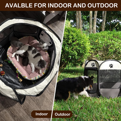 Extra Large Pet Playpen Cat Playpen Dog Playpen Puppy Playpen Indooor Cat Cage Dog Fence, Dinosam 45" Diameter 23" Height Cat Tent Playpen for Indoor Cats Pen for Cat Puppy Rabbit