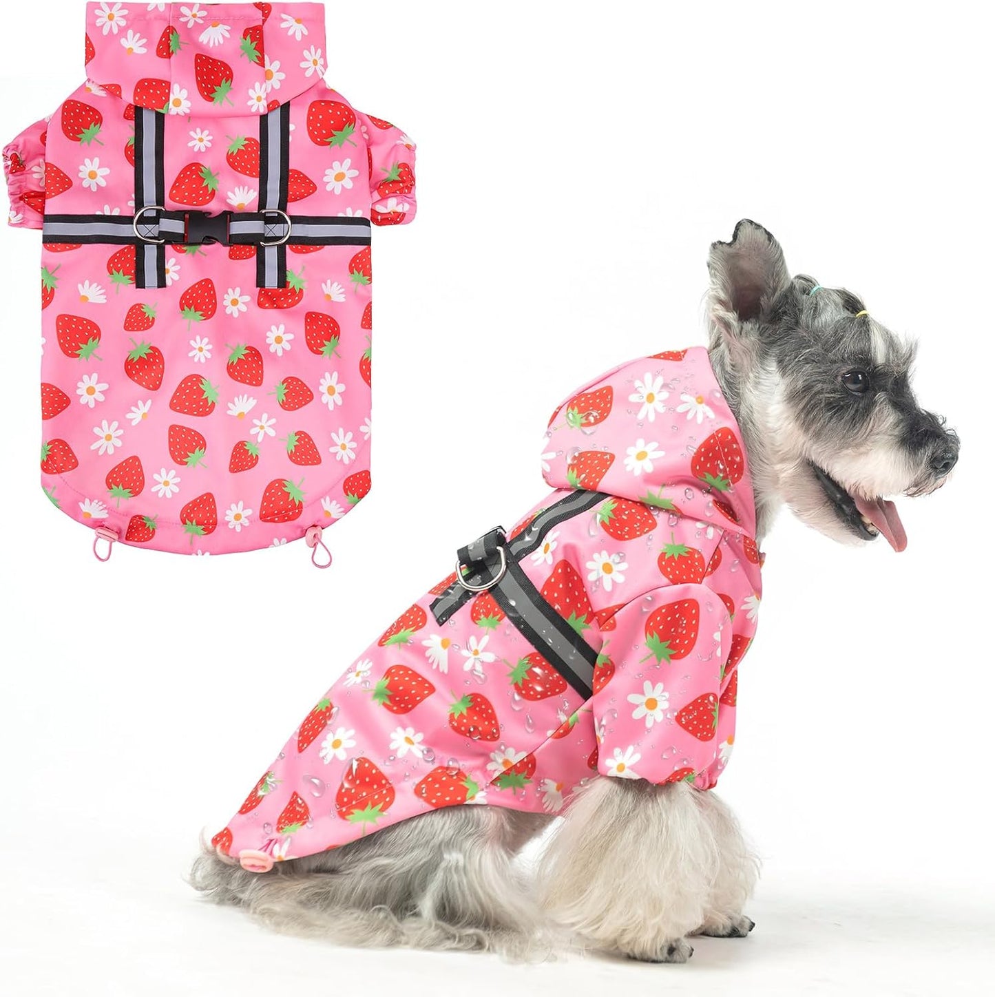 Small Dog Raincoat,Full-Coverage Puppy Raincoat for Dogs, Adjustable & Easy to Wear Dog Rain Jacket,Super Lightweight Dog Rain Coat for Dogs with Features Detachable Cap&Reflective Strip