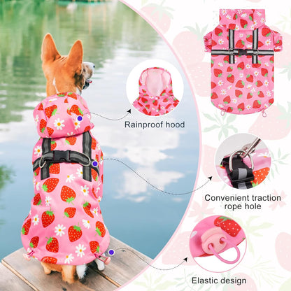 Small Dog Raincoat,Full-Coverage Puppy Raincoat for Dogs, Adjustable & Easy to Wear Dog Rain Jacket,Super Lightweight Dog Rain Coat for Dogs with Features Detachable Cap&Reflective Strip