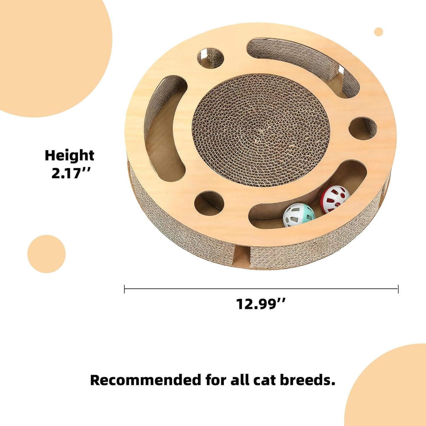 Cat Scratching Board with Balls,Cat Scratchers for Indoor Cats,Round Cat Scratch Pad Interactive Toy, Cat Ball Track Cardboard Cat Scratcher for Cats Exercise Play