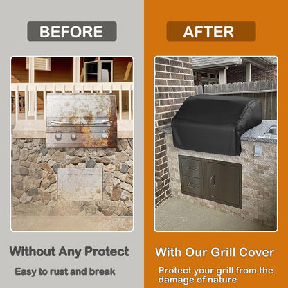 Grill Cvers for 32 inch Island Grill Cover Built-in BBQ Covers for Outside Grill Head Cover.BBQ Grill Cover Gas Grill Cover (32" W x 26" D x 24" H Inches, Black)